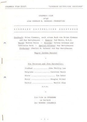 Sindbads gefährliche Abenteuer - Caroline Munro - John Phillip Law - Presseheft
