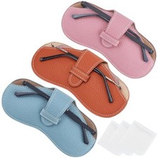 3Pcs Glasses Case Slim PU Leather Sunglasses Case Bag Portable Eyeglasses
