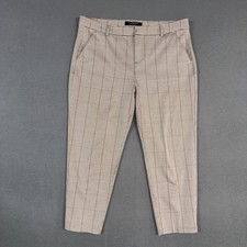 Liverpool Los Angeles Pants Womens 14P Ivory Brown Glen Check Tapered Trousers