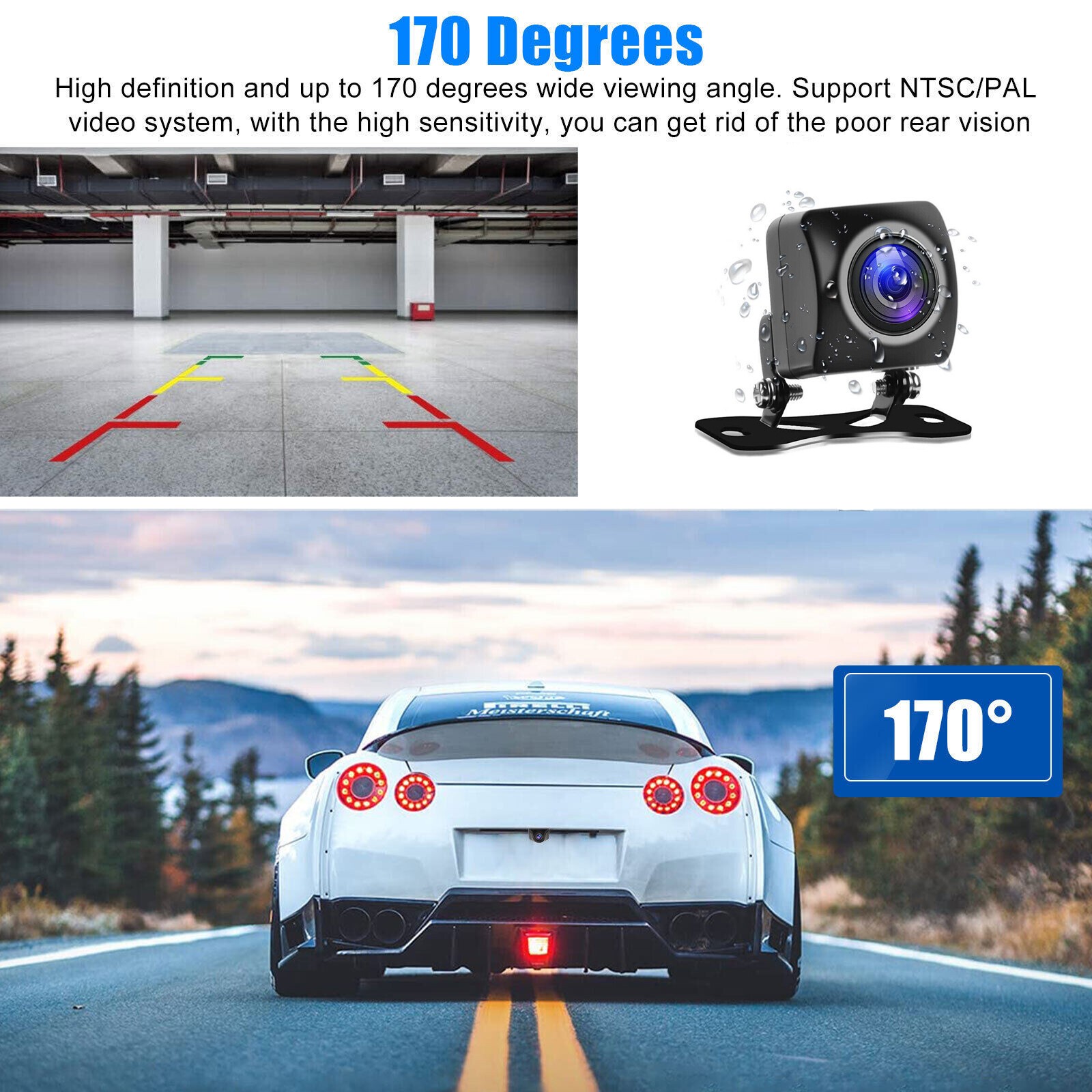 Car Rear View Backup Camera Reverse Parking Cam 170° Waterproof HD Night Vision