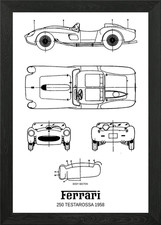 BNW Ferrari 250 Testarossa Framed Wall Art Poster Canvas Print Picture