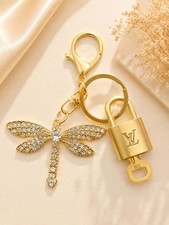Authentic Louis Vuitton Gold Lock  Unbranded Dragonfly Keychain Bag Charm LV