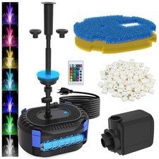 AquaMiracle Pond Filter with Fountain Kits Remote Control LED Lights
