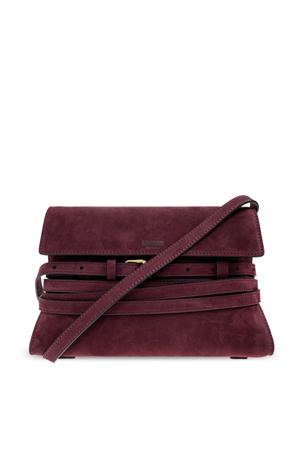 MOSCHINO Tie Me Purple Suede Shoulder Bag New & Authentic