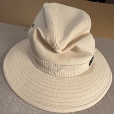 PANAMA JACK FEDORA, WHITE, 100 COTTON, NEW, UNUSED SIZE SMALL 6-3/4 to 6-7/8