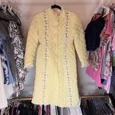 Vintage House Coat Quilted Robe Floral Lace 1960s By Loungees Butter Yellow Sz S