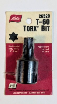 Lisle 26520 1/2'' drive T60 torx bit USA Made