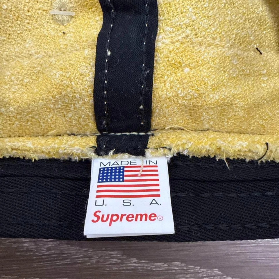 Supreme X Loro Piana Sombrero Cubo Amarillo Clásico Logo Terry Trituradora Talla M/L 23.6" Foto 3 de 4