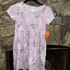 New Wonder Nation Unicorn Dress Girls Play With Pockets Purple Size M 7-8 