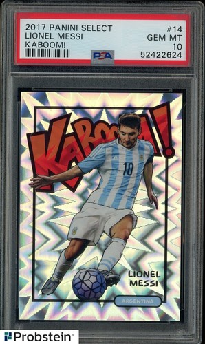 2017 Panini Select Soccer KABOOM! #14 Lionel Messi Argentina SSP CASE HIT PSA 10