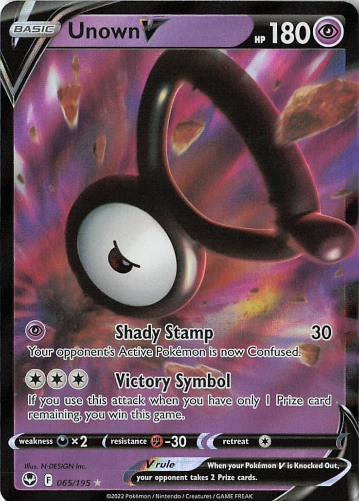 Unown V Ultra Rare SWSH12: Silver Tempest 065/195 NM Holo