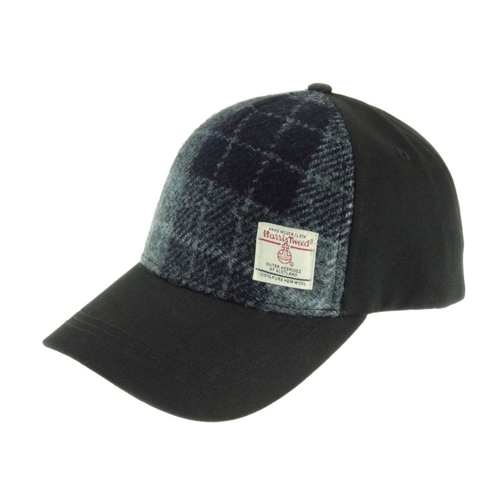 Glen Appin Baseball Cap in Harris Tweed in Grey and Black BC1000-COL95