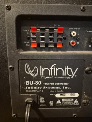 Infinity BU-80 Subwoofer Powered Sub Home Theater Bass Vintage