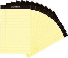 50-Sheet Narrow Ruled Lined Writing Note Pad, 5" x 8", 12 Pack Canary Perforated