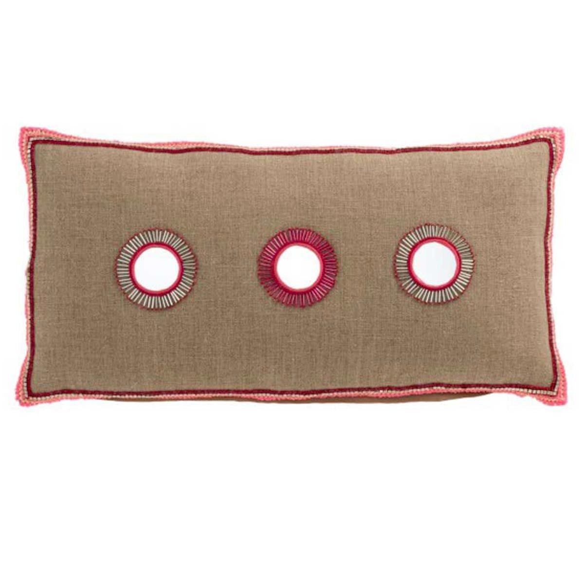 Coussin haut de gamme 3 Miroirs 30x60cm lin et coton aux finitions soignées