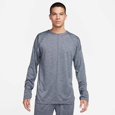 MEN'S Nike Yoga Dri-FIT Long Sleeve Crew Top Shirt Athletic Cool Grey FB7775-065
