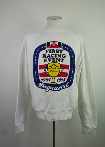 Dsquared2, Dsquared2 Men Cotton Logo Racing Sweatshirt Hoodie Size L Vintage Italy