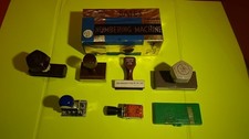 Vintage bates numbering machine and miscellenious stamps. Lot.