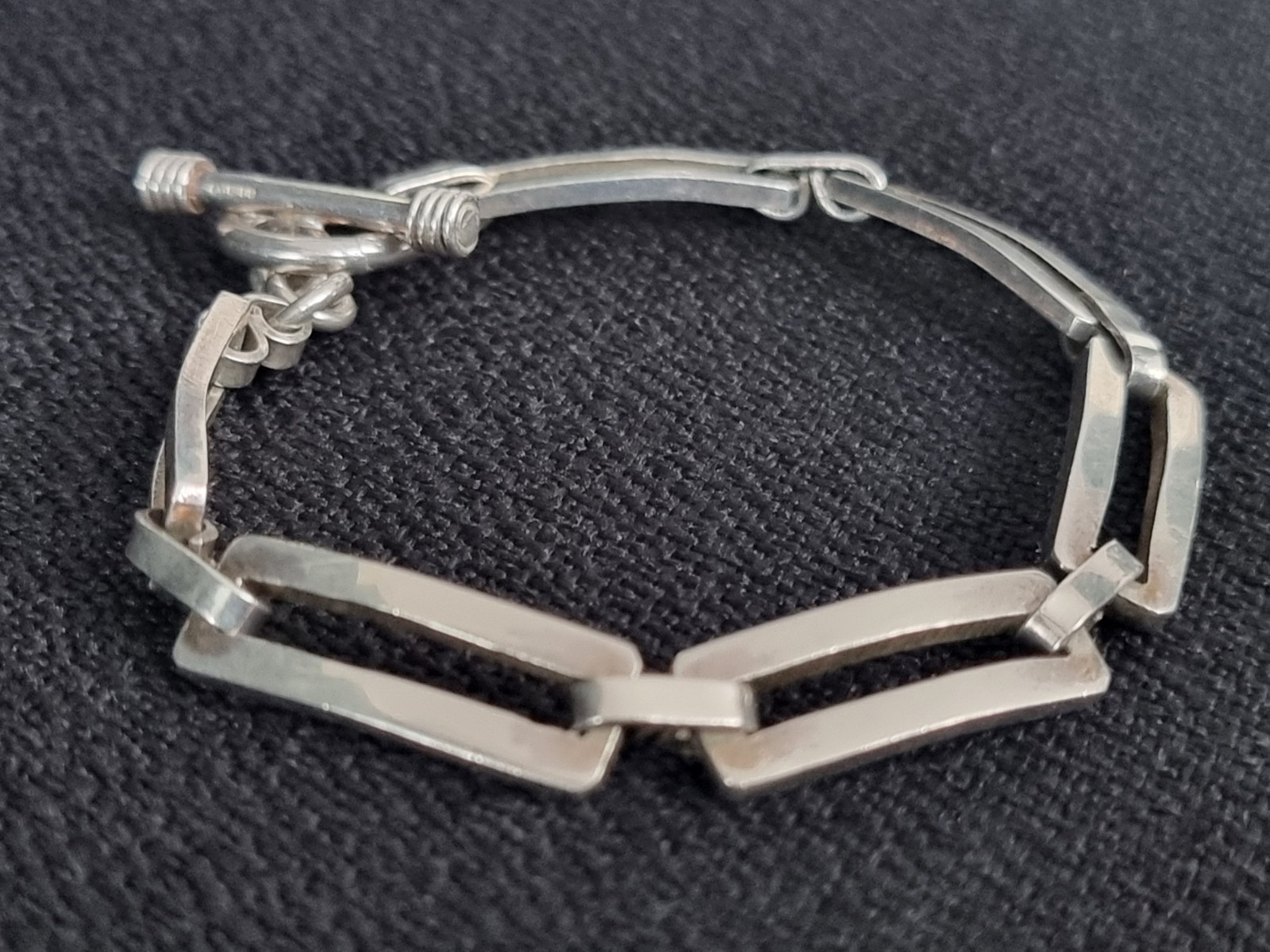 AA SIGNED 925 SILVER BRACELET SOLID RECTANGULAR L… - image 2