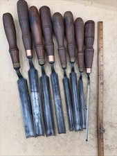 Vintage Lot Of 8 Buck Bros Crank Neck Gouge Chisel, 3/16" to 1” wood carving