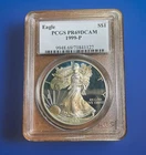 1999-P American Silver Eagle Dollar PR69DCAM PCGS Proof 69 Deep Cameo  Toning