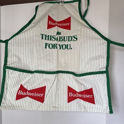 Vintage 1970s Budweiser Beer Apron This Mc Bud's For You St Patrick s Day Green