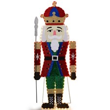 Outdoor Christmas Decorations Nutcracker with 162 LED Warm White Lights  Stakes