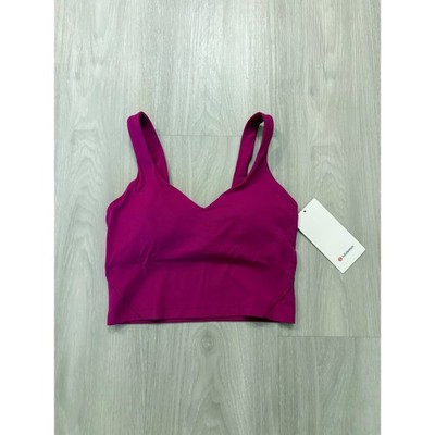 Lululemon Women Sport Bra Align V-Neck Bra A/B Cup Magenta Pink Nulu Yoga Size 6
