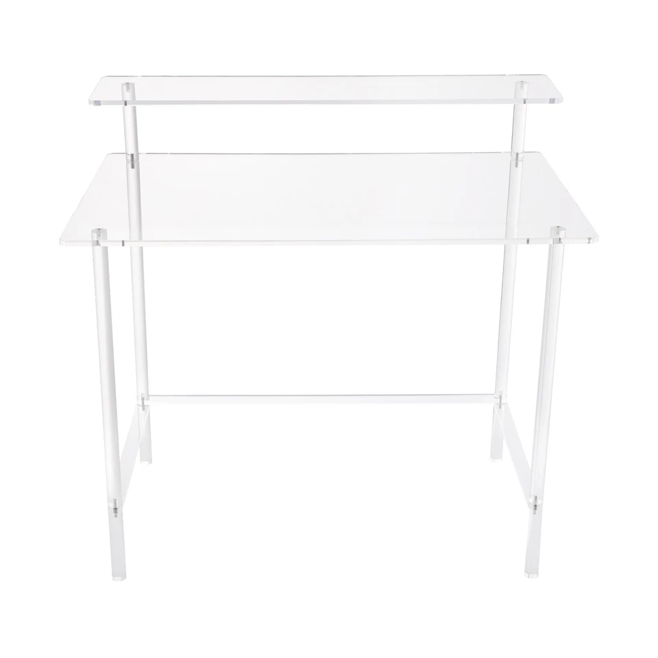 Escritorio Acrílico 2 Niveles Rectangular Hogar Oficina Escritorio Moderno Transparente 80*50*88cm Foto 4 de 4