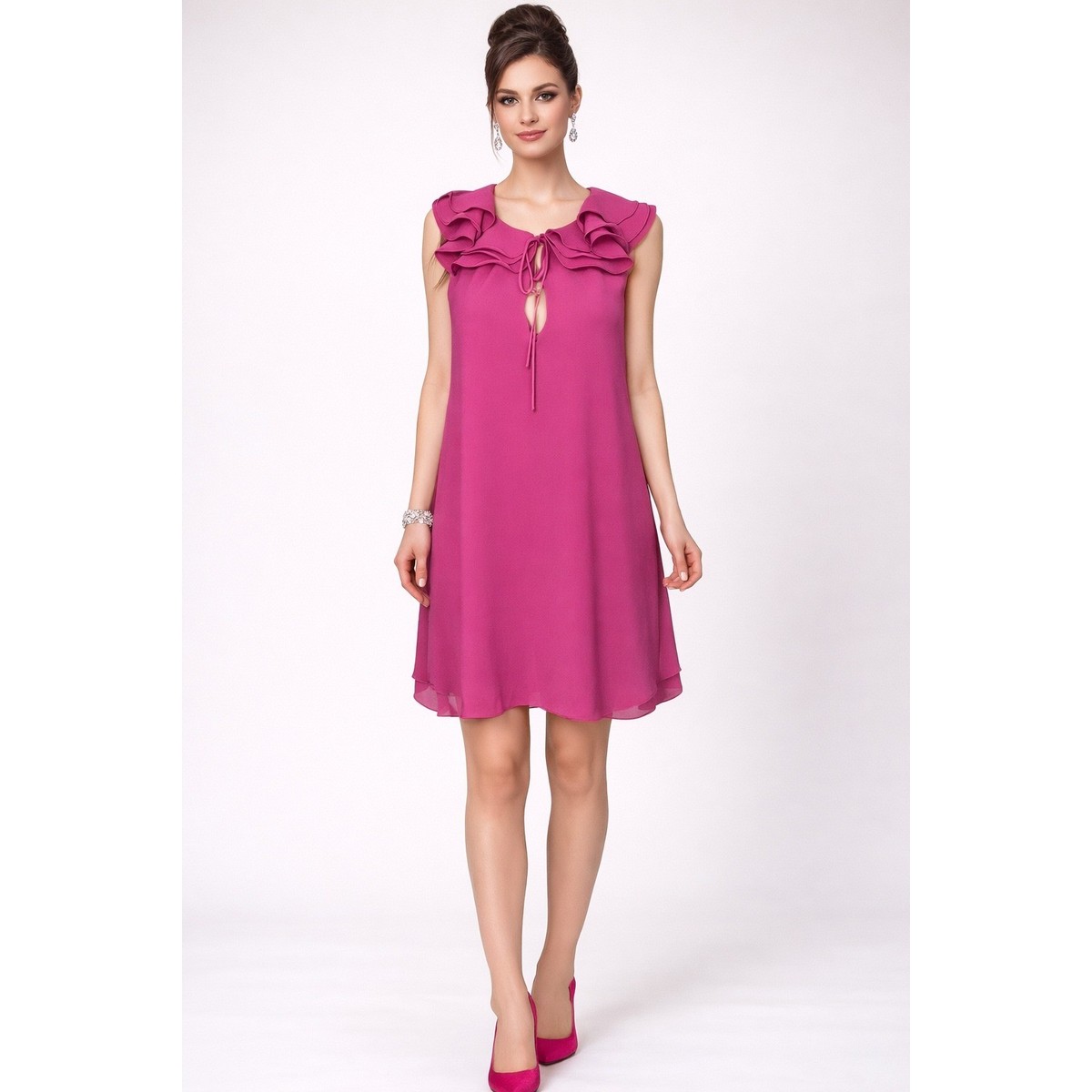 fit and flare lace dress Faviana S10812 Long Pink Lace Prom Dress