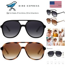 Retro Polarized Aviator Sunglasses for Men Women UV400 Protection Vintage Square