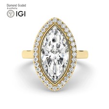 Marquise Solitaire Labgrown Diamond Engagement Ring 18k Yellow Gold 3.40 Ct