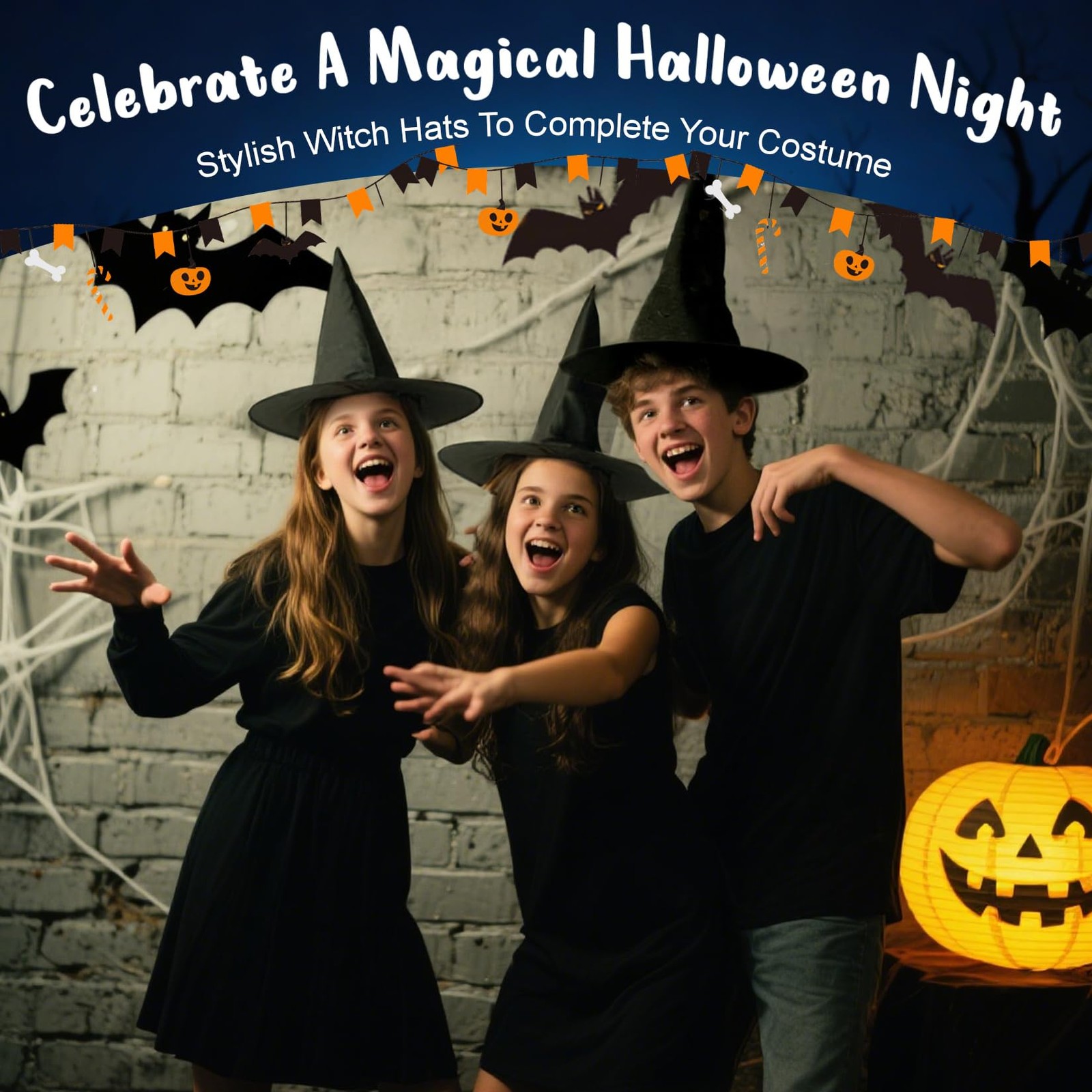 RAINFLOW Halloween Floating Witch Hats - Hanging Witches Hats,Black Witch Hat...