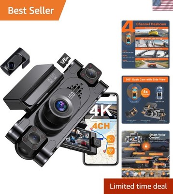 Complete Protection: 4K Multi-Angle Dash Cam with Smart Features & 128GB Card