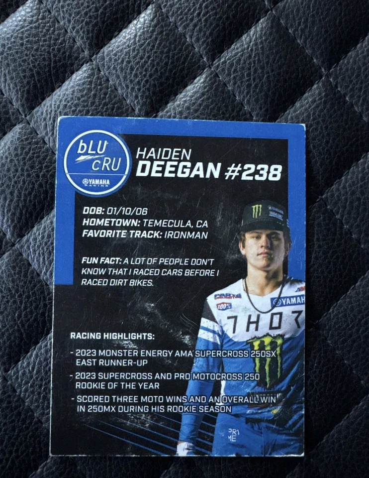 ASSINADO 2023 Haiden Deegan #238 Rookie Card Motocross AMA Trading Card Yamaha SMX - Imagem 2 de 2