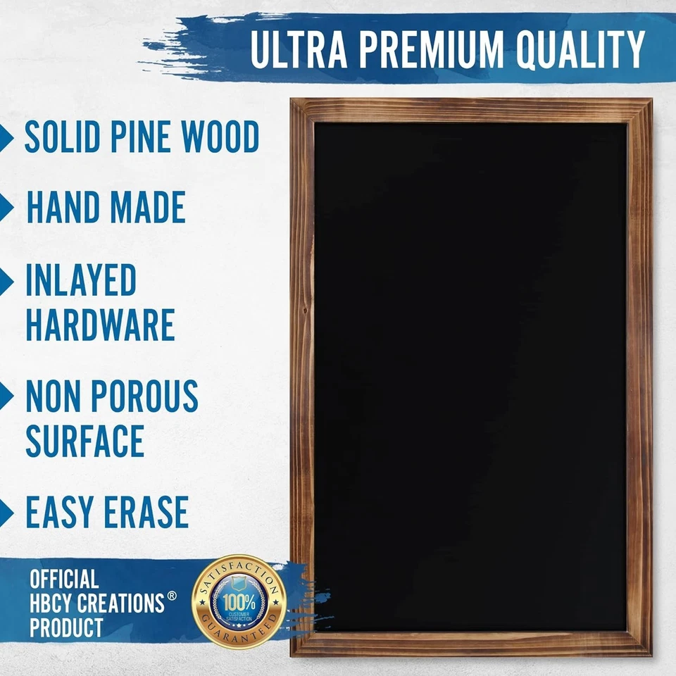 Rustic Torched Wood Magnetic Wall Chalkboard Small Size 11 X17 Framed - Image 4 of 4