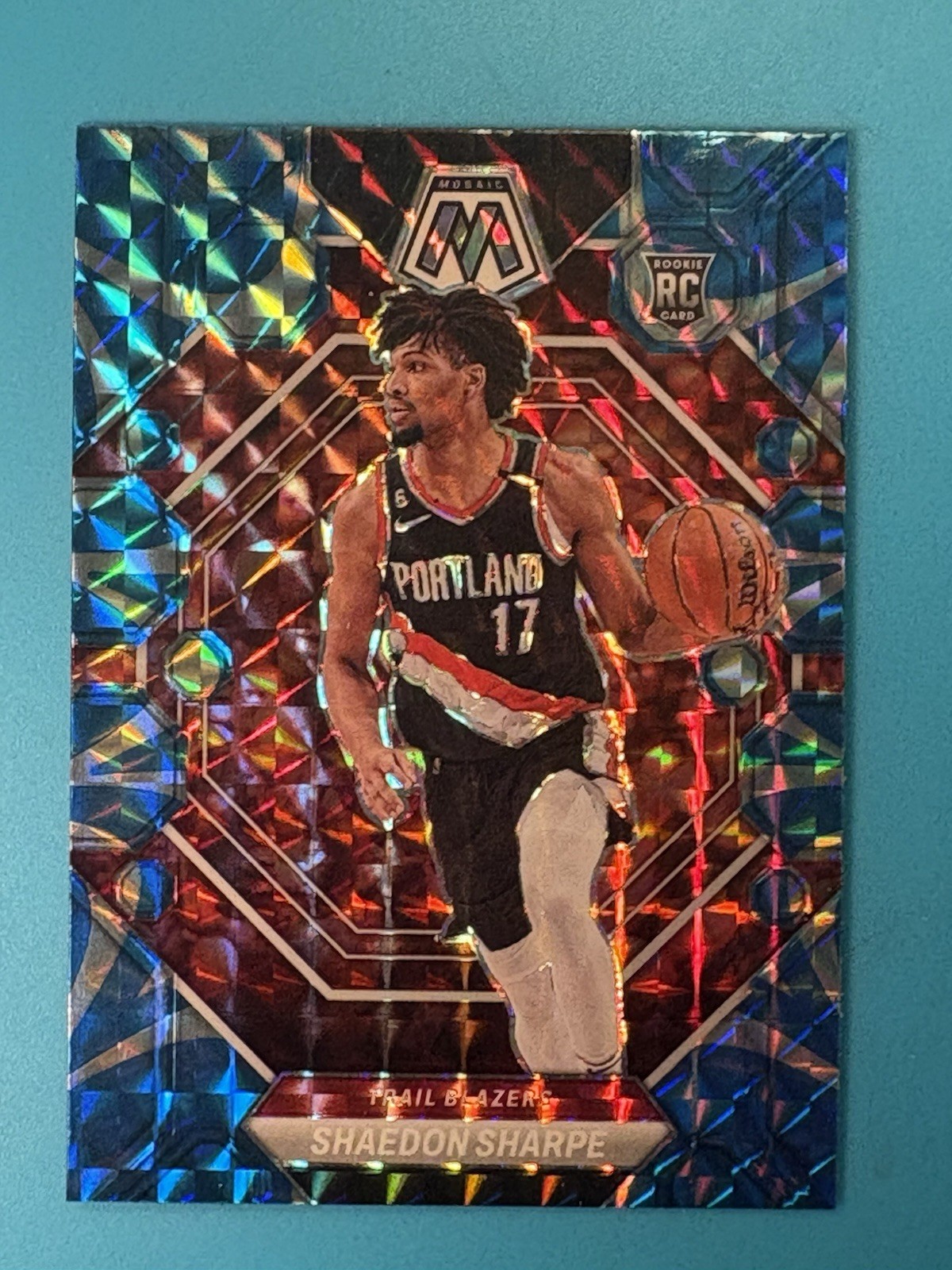2022-23 Mosaic Shaedon Sharpe RC Reactive Blue Prizm SP #213 Trailblazers 🔥