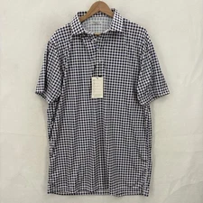 Collars & Co Polo Shirt Mens XL Tall Blue Gingham Check Dress Collar Stretch NWT