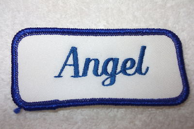 ANGEL USED EMBROIDERED VINTAGE SEW ON NAME PATCH TAGS ASSORTED COLORS AVAILABLE