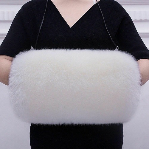 Women Hand Muff Fluffy Faux Fur Winter Wedding Bridal Gloves Warmer Accessories - Picture 6 of 21