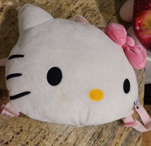 Hello Kitty Fiesta Galaxy Space & Plush Head White Back Pack. Pink White Gold - Picture 2 of 12
