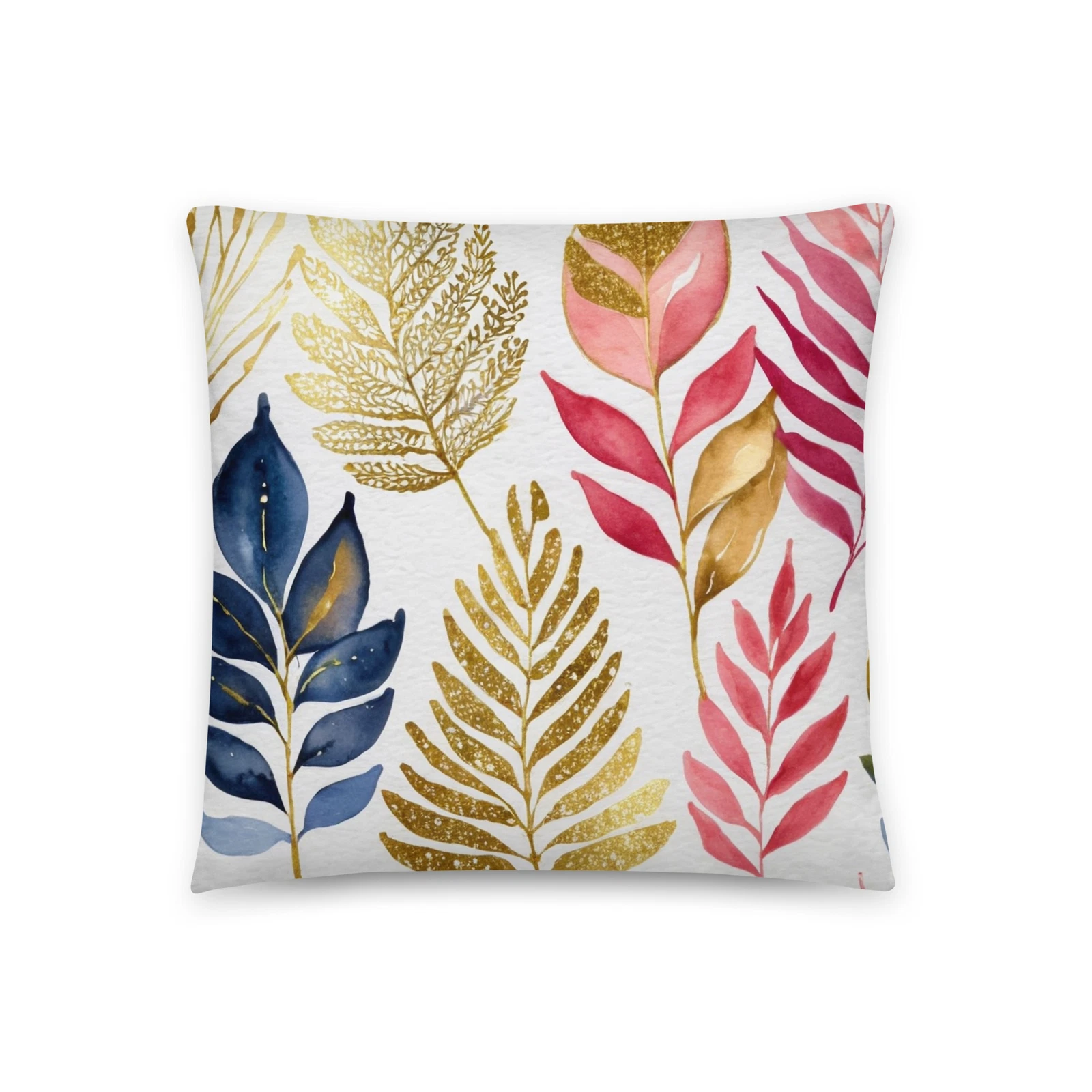 Throw Pillow Decorative Floral Gold Pink Blue Throw Pillow Accent Pillow