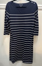 GAP? Women’s Women’s Striped Boatneck Shift Dress 3/4 Sleeve Navy & White~Cotton