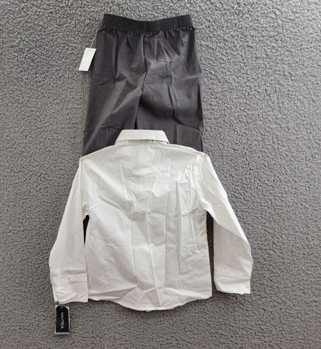 Nautica Shirt, Pants and Bow-Tie Set Little Boys 5 White/Gray Multi Long Sleeve - Picture 23 of 24