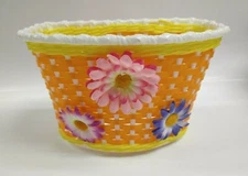 Bicycle Basket Orange/Yellow/White With 3 Flowers Kids Child Bike Basket
