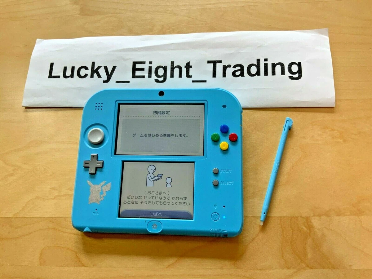 Nintendo 2DS Sun Moon Light Blue Console Stylus Pikachu Pokemon JP