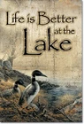 LIFE IS BETTER AT THE LAKE, DUCKS Vintage Tin Sign Magnet Made in the USA