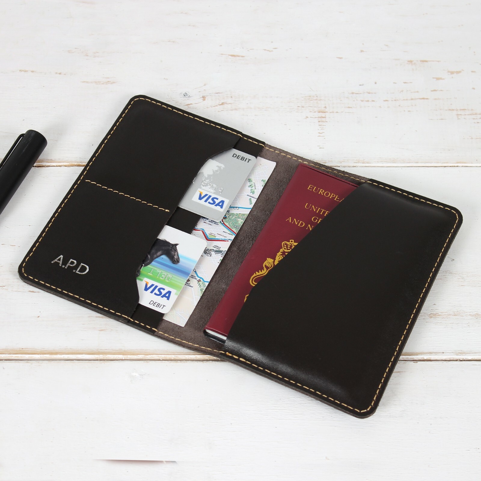 Passport holder Leather Passport cover with Card Holders Travel