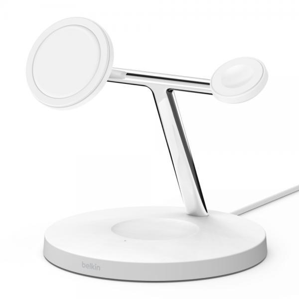 Belkin Supporto di Ricarica Wireless Magsafe 3 in 1 - Bianco (Mobile Device Char