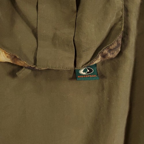 Mossy Oak Shirt Mens Medium Green Vented Caped Mesh Lined Hunting Flap Pockets - Picture 6 of 8